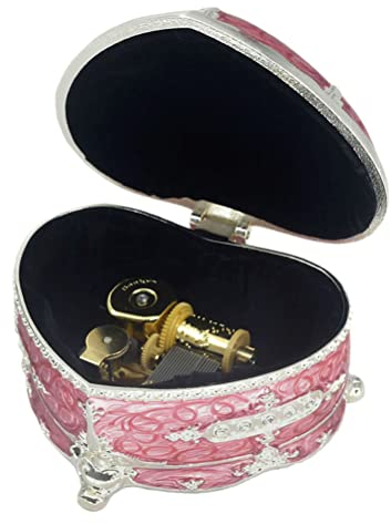 ROSIKING Emboss Alloy Metal Music Box Wind Up Movement Music Box for Friends on Christmas,Valentine's Day (Boutique Embossed Metal Music Box J, Tune ; la Vie en Rose)