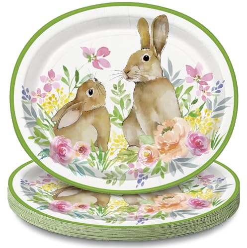 Unique 24818 Lot de 8 assiettes ovales en carton pour fête de Pâques Multicolore
