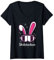 Damen Skihäschen Skihaserl Skibrille Apres Ski Skihasen T-Shirt mit V-Ausschnitt