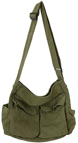 Caistre Umhängetasche für Damen und Herren, große Tragetasche mit mehreren Taschen, Segeltuch, Kuriertasche für Damen und Herren