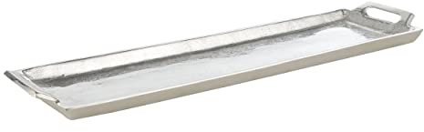 EGLO LIVING Dekotablett Savant, Tablett mit Griff zum Dekorieren, Deko Serviertablett rechteckig aus Metall in Nickel, Servierplatte 44 x 12,5 cm