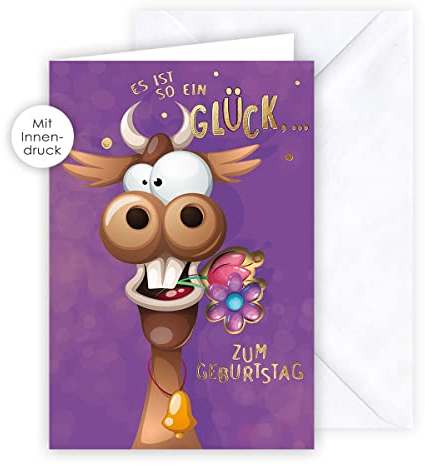 KE - Humorvolle Geburtstagskarte, DIN B6, Inklusive Umschlag, Klappkarte mit Überraschung Innendruck, Motiv: Glück