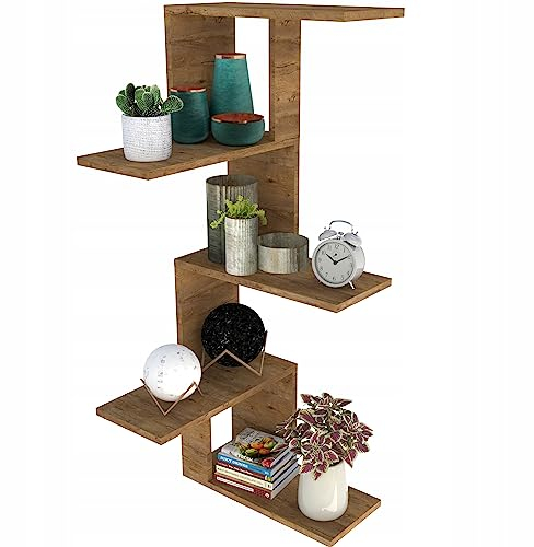 KUBUTKU Eckregal Wandregal Hängeregal 115x47x21 cm Mordern Design Deko Regal Bücherregal für Wohnzimmer Schlafzimmer Büro und Küche (Lancelot Eiche)