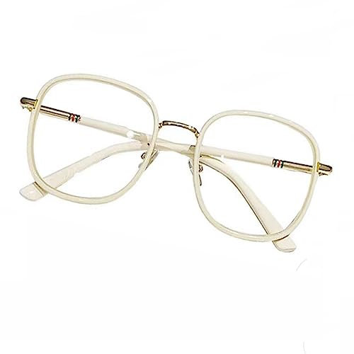 COKYIS Übergroße Lesebrille Mode Trend Computerbrille Damen Progressive Multifokus Presbyopie Lesehilfe Brille Großer Rahmen Brille Gleitsichtbrille (Color : Beige, Size : +1.0)