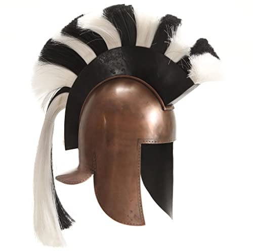 vidaXL Griechischer Krieger Helm Spartaner Ritterhelm Antik Replik für LARP Halloween-Party Korinthischer Helm Ritter Rüstung Reenactment Kupfern Stahl