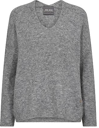 Mos Mosh MMThora V-Neck Knit 919 Grey Melange - M