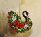 Schwan Christbaumschmuck Vogel Holz Handbemalter Christbaumschmuck zum Aufhängen 9 x 9 x 0,5 cm mit Petrykiwka-Malerei, Ukrainische Handwerkskunst