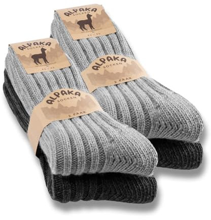 4 Paar Alpaka Socken Herren Damen Wollsocken warme Wintersocken 20900 (Anthrazit Grau 39-42)