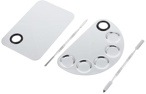 minkissy Paletas De Maquillaje De Acero Inoxidable 2 Sets 4 Pcs Para Uso Profesional y Personal
