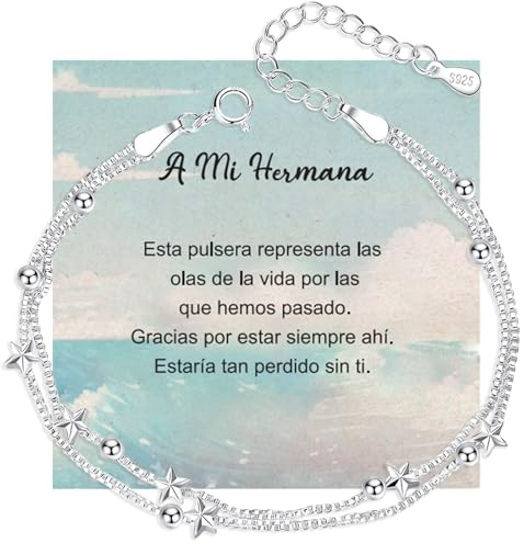 Tusuzik Mujer Pulsera Hermanas Plata de Ley 925 Personalizada Hermoso Especiales
