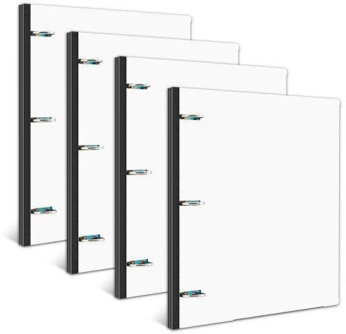INFUN 2,5 cm Teleskop-Ringbuch – 4 Stück, weiß, tragbarer Kunststoffordner mit Teleskoprücken, 3-Ringbuch mit faltbarem Vorderdeckel, hält 21,6 x 27,9 cm Papier für Schule, Büro und Zuhause