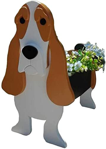 Creative Wooden Planter Resin Flowerpot Creative Wooden Planter Resin Flowerpot Cute Dog Planters, Garden Shaped Decoration Plants Storage Container, Modern Decorative Flower Pot (Basset Hound
