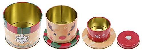 Christmas Cookie Tins Set of 3| Christmas Nutcracker Cookie Tins Round Nesting Boxes with Metal Lid Cover, Round Baking and Cake Tins for Special Occasion and Holiday- Large, Medium and Small ( Color/