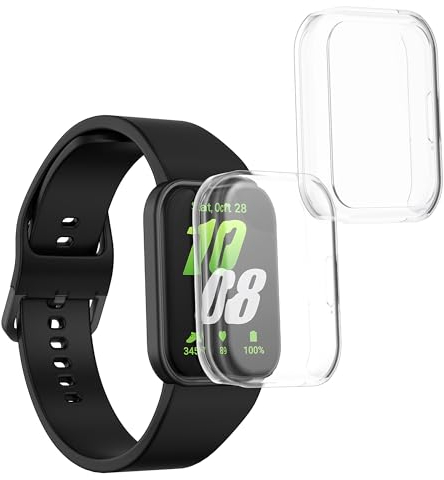 kwmobile Set 2x Custodia Smartwatch Compatibile con Samsung Galaxy Fit 3 Cover - Case Silicone Protezione Orologio Fitness trasparente