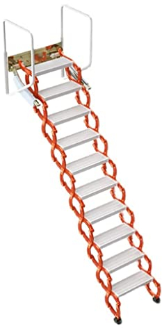 Klappbare Dachbodentreppe, einziehbare Dachbodenstufen, herunterziehbare Dachbodentreppe, an der Wand montierte, teleskopierbare Dachbodenleiter, Tragfähigkeit: 500 kg