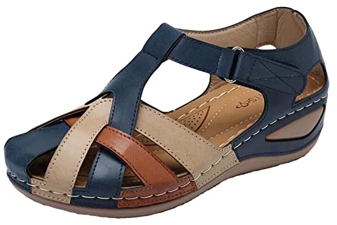 HAOLEI Günstig Sandalen Damen Elegante Schöne Leichte Weiche Sohle Plus Größe Kreuz Schnalle Runde Zehe Steigung Ferse Komfort Sale Angebote Sandaletten Leichte Bequeme Sommer Pantolettens Lässige