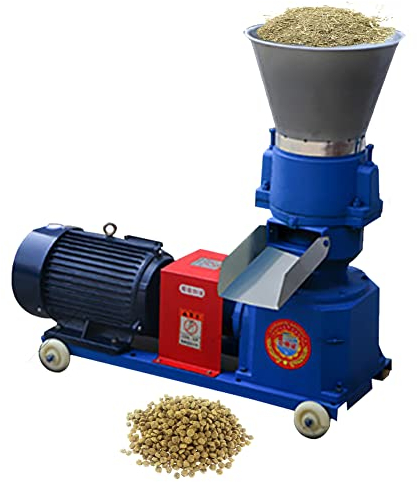 Macchina per pellet di legno, macchina per pellet con motore a nucleo in rame puro, potente macchina per mangimi da 4,5 kW, macchina per la produzione di cibo per cani, lavorazione da 0,3 tonnellate