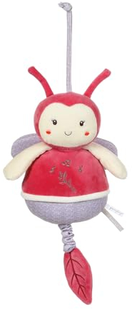 GIPSY Toys – Marienkäfer – Musikbox – Plüschtier – Serie Bamboo – 26 cm S/Karte – Rosa – 1. Alter