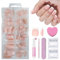 DMQ French False Nails - 120pcs Square Press On Nails, White Tip, Full Cover Stick On Nails for Women & Girls, Perfect for French Nail Art Manicure