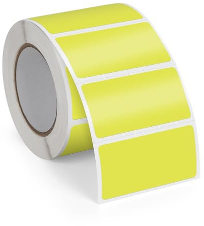 FINDAT Gelb Thermo-Etiketten 50 x 25 mm Vinyl Rolle Selbstklebende Thermo-Aufkleber Wasserdichtes Rechteck Drucker Etiketten für Büro DIY Design Barcode Versand 500 Stück