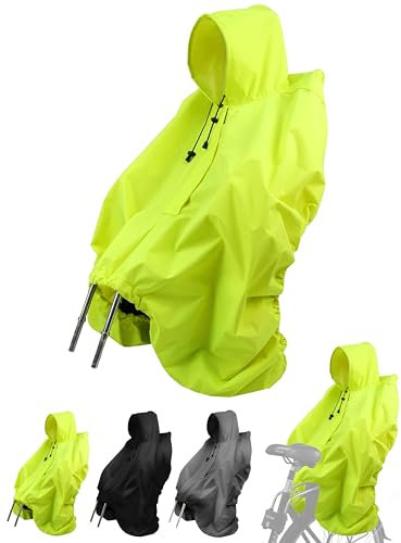 BambiniWelt Regencape Kinder – Regenponcho für Fahrradsitz, für Römer, wasserabweisend & reflektierend, Nylon Regenschutz mit Kapuze für Helm, für Kinderfahrradsitze, Farbe: gelb (Nylon)