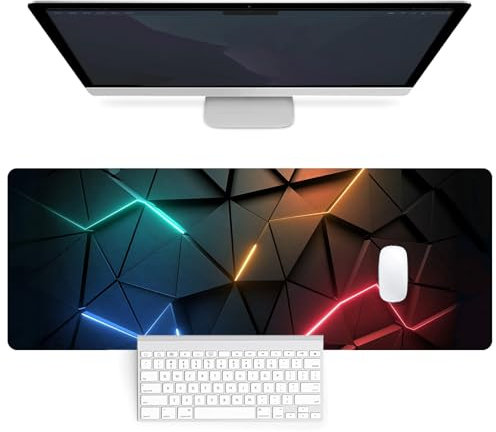 Gaming Mauspad Groß Mousepad 80x30cm, Tischunterlage Large Size mit mit Genähten Kanten und Anti Rutsch, verbessert Präzision und Geschwindigkeit, Schreibtischunterlage für Computer