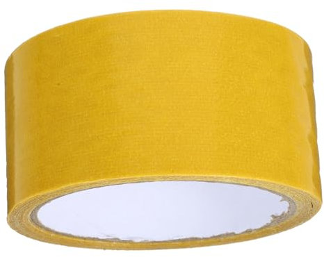 JEWEDECO 1 Roll Double Sided Mounting Tape Wide Double Sided Tape Waterproof Yellow Cloth for Carpets Rugs and Leather 5CM x 10M