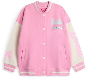 Barbie Giubbotto bomber da ragazza | Giacca college per bambini Dream Team con stampa grafica in rosa | Giacca da baseball con cerniera per bambini Classe del 1959 | Regalo di merchandise