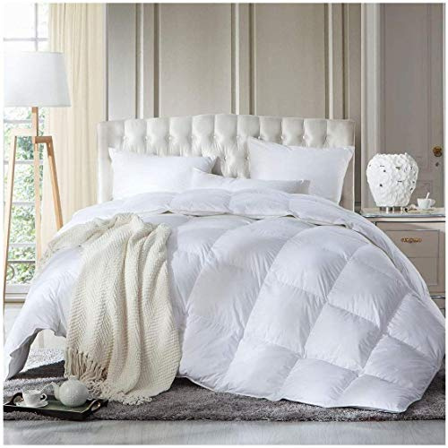 Duck Down Feather Duvet Quilt Luxury Comforter Deluxe, Super Soft, 3D Baffle Boxes design , Anti Allergy, Double Stiched piping, Best Hotel Quality (Double 15 Tog, Duck Down Feather)