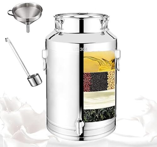 Milk Can,304 Stainless Steel Milk Bucket Milk Bucket with Spigot, Edelstahl-Milch Barrel, abgedichtet Barrel Weinfasses Ölfaß Gärfass, verwendet for Milch/Öl/Wein- / Suppe Lagerung und Verteilung, mit