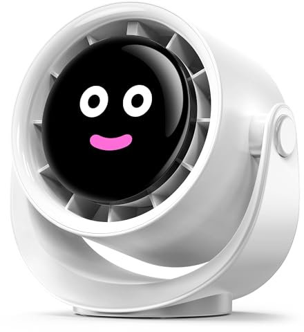 Koonie Desk Fan, LED Display Mini Table Fan, Rechargeable Personal Fan with 4000mAh Battery, Max. 17H Use, 5 Speeds, 360°Tilt, USB-C Charging, Quiet Small Portable Fan for Home, Office, Camp, Travel