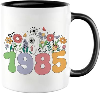 Tasse 40. Geburtstag, Geschenke zum 40 Geburtstag Frau, Becher mit 1985 Jahrgang, Geburtstagsgeschenk Kaffeetasse aus Porzellan 350 ml, Geburtstag Geschenk für Frauen, Oma, Mutter, Schwester