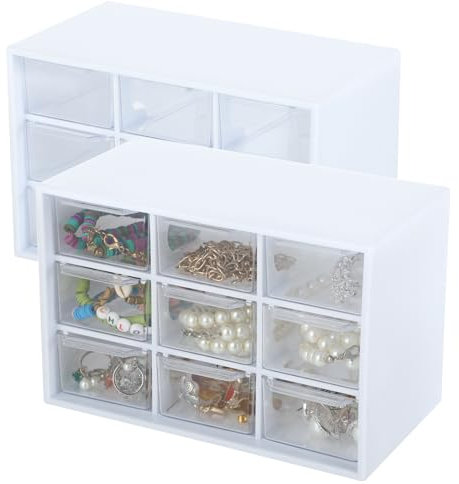 2 Cajoneras Plástico Organizador - Cajonera de Plástico, Pequeños Organizadores de Cosméticos, Cajones Apilables para Suministros de Oficina, Cosméticos, Joyas, Artículos de Papelería