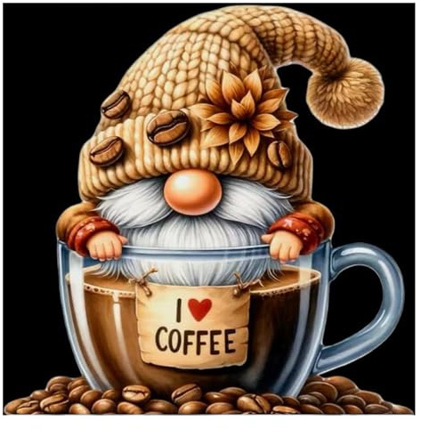 GLIDIAM Diamond Painting Wichtel Kaffee Zwerge, Diamant Malerei Bilder Gnome, 30x30cm DIY Full Drill Basteln Erwachsene, Mosaik Stickerei Kreuzstich Geschenk für Wanddeko Wohnzimmer Schlafzimmer