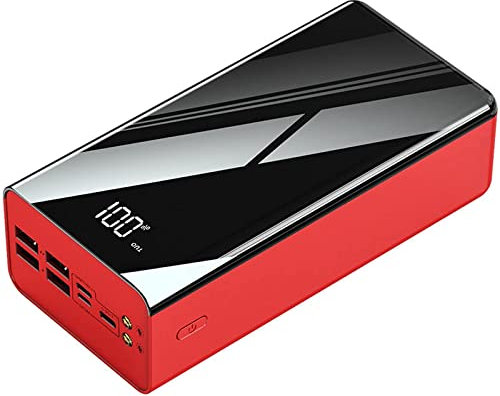 Chargeur Portable de Banque d’Alimentation 40000-80000Mah, Batterie Haute capacité avec écran, Peut Charger 4 appareils en même Temps, Charge Rapide, Rouge, 40000mAh
