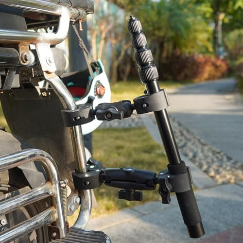 FortunateSweet Motorcycle Camera Mount Kit, Heavy-Duty Motorcycle Clamp Mount Kit for Insta360 One X5/X4, 360° Rotation, with Jaw Adapter and 14 Ball Screw