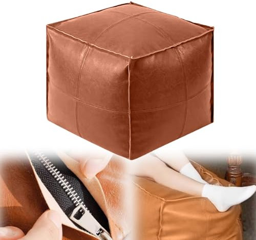 Sitzhocker mit Stauraum, 2025 Neues Modell Sitztruhe mit Stauraum, 40x40x40 cm sitzwürfel mit Reißverschluss geeignet für Aufbewahrung im Innen- und Außenbereich sowie als Sitzauflage (Kaffee-Braun)