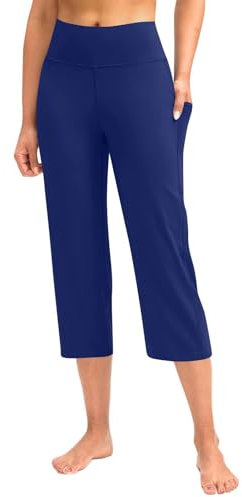 Pantalon De Sudation Femme Slim Fit, Pantalons De Yoga Et Pilates 7/8 Jambe Largeur Couleur Unie Extensible Coupe Spandex Bouffant Taille Haute Legging Baril Court Rapide Séchage Pants Tenue