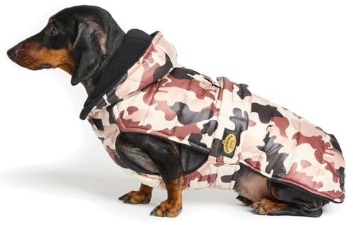 Fashion Dog Steppmantel für Dackel mit Kapuze - Camouflage - 39 cm