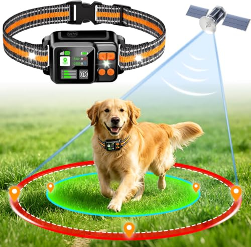 Collier en Cuir de citronnelle Système de clôture de Chien sans Fil GPS-Clôture de Chien électrique avec Technologie de Satellite électrique GPS, Gamme de système de clôture pour Animaux de Compagnie