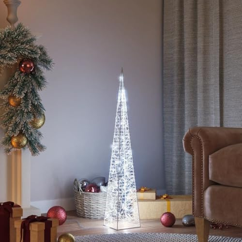 ACAGALA LED Pyramide Lichterkegel, 90 cm Beleuchtung für Weihnachten innen außen, Acryl Deko Pyramide Weihnachtsdeko Beleuchtet Licht Kegel, Kaltweiß Weihnachtsbeleuchtung mit 8 Lichtprogrammen