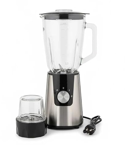 ALMALUX Licuadora con Molinillo, 600W, Jarra de Cristal 1.5L, 2 Velocidades + Función Pulse, Cuchillas de Acero Inoxidable, Base Robusta, para Batidos y Molienda