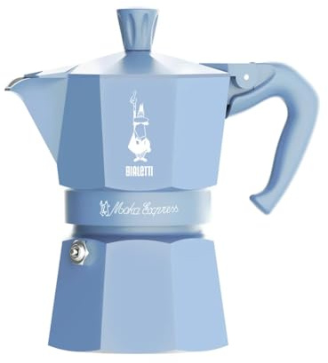 Bialetti Moka Express Cielo Stellato, Aluminium Coffee Maker, 1 Cup, Ceruleo, Manual, Matte Finish, for Ground Coffee
