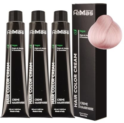 FemMas Haarfarbe 3x Fantasy Pink Blond I Creme Haarfarbe mit Arganöl, Keratin & Ceramiden I dauerthafte Haarfärbung oder Tönung für strahlende Farbergebnisse I 100 ml