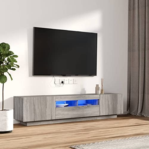 Sophrelle Ensemble de Meubles TV avec lumières LED 2 pcs Sonoma Gris,Meubles TV,38.48kg-3120168