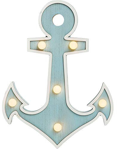 GLOBO LED Wanddeko Lampe Anker Design Blau Weiß Wohnzimmer Esszimmer Beleuchtung Holzleuchte 29845