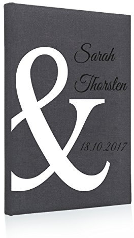 Hochzeitideal Stammbuch der Familie, Familienstammbuch, Buchbinderleinen weiß, Nr. 9 inkl. Personalisierung (Grau)