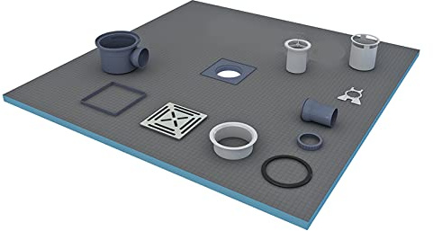 Wet Room Shower Tray Walk in System Multiple Sizes Including Waste Trap Drain | Screen Tiling Kit Tanking Kit Shower Screen Required in Addition (900x900x20mm - Off-Side Drain)