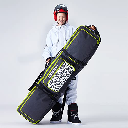 XCMAN Roller-Snowboard-Tasche mit Rollen, ausziehbare, gepolsterte Skitasche für Flugreisen, verstellbare Länge, extra lang/breit/tief, wasserdicht, mit Schutzrippen