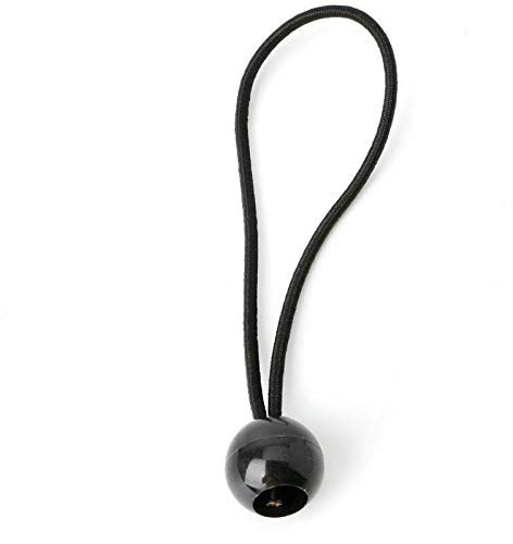 8 in Heavy Duty Elastic Black Ball Bungees Tarp - Tent Shock Cord Loop Tie Down (Pack of 10)